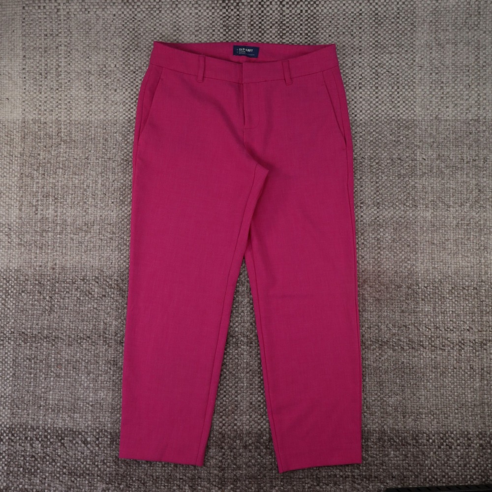 Old Navy Harper Pants Womens 4 Pink Excellent Mid Rise Ankle Trousers Stretch